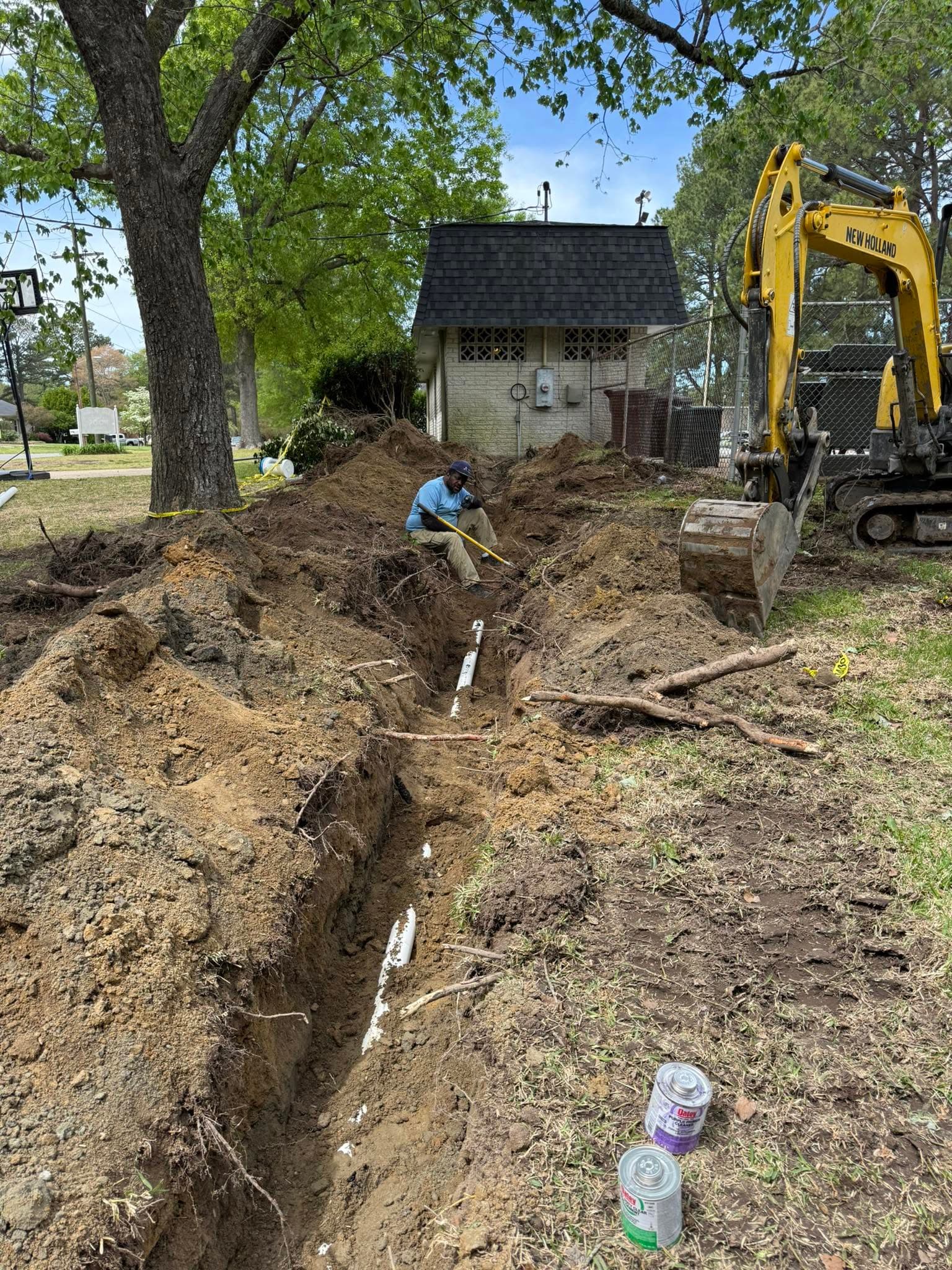 Newman's Plumbing installing a new underground pipe in Portsmouth, VA